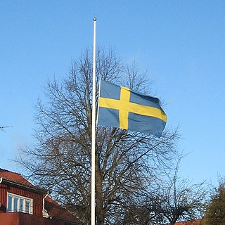 Sweden's flag at half mast