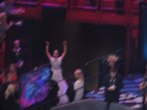 Slovenia's ManuElla exits the Eurovision arena for the final time. Sob. :(