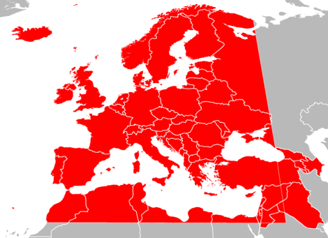 European Broadcasting Area boundaries